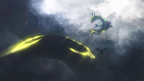 Rayquaza Flying In The Dark Sky Live Wallpaper