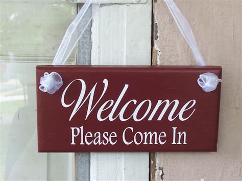 Welcome Please Come In Wood Vinyl Sign Business Office