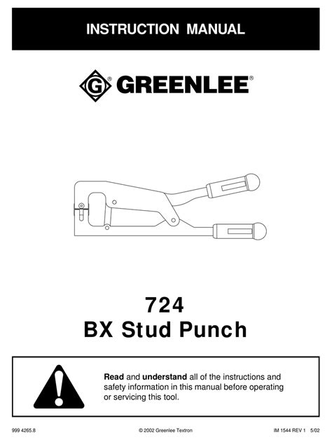 Greenlee 724 Instruction Manual Pdf Download Manualslib