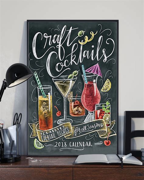 Craft Cocktails Poster Canvas Classic Cocktail Recipes For All Seasons Vintage Wall Art Ts