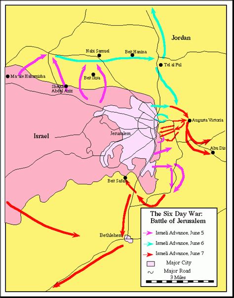 Map Of Israeli Conquest Of Jerusalem In The 6 Day War 1967
