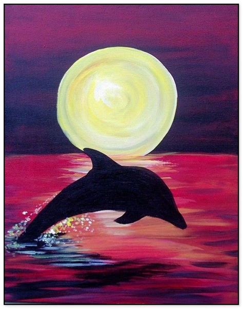 44 Easy Acrylic Canvas Painting Ideas For Beginners Dolphin Painting