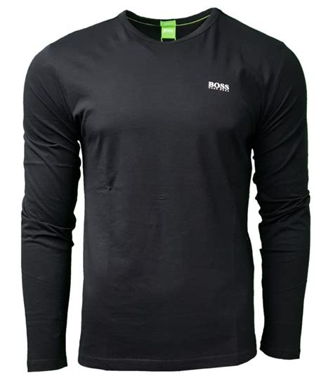 Hugo Boss Long Sleeve Crew T Shirt Modern Fit In Black Intoto7 Menswear