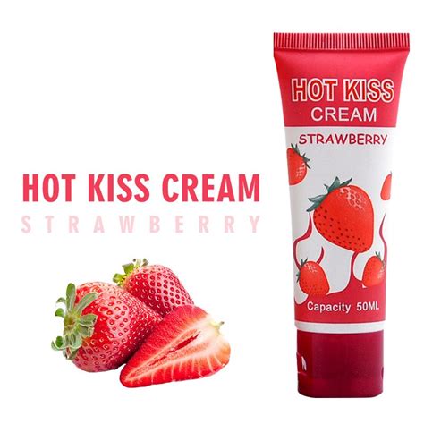 hot kiss strawberry flavor edible lubricant intercourse male female cream oral sex lubricants