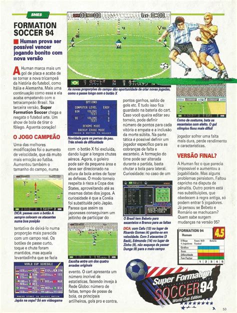 Super Formation Soccer 94 do Super Nintendo na Super GamePower Nº 6
