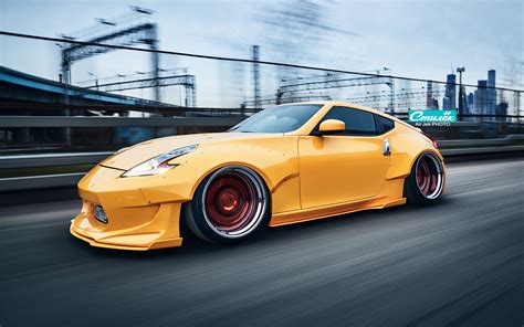Download Wallpaper Nissan 370z Tuning Low Stance Moscow City Speed