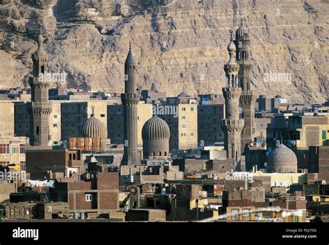 Minarets At The Foot Of Mokattam Mountain Cairo Egypt Stock Photo Alamy