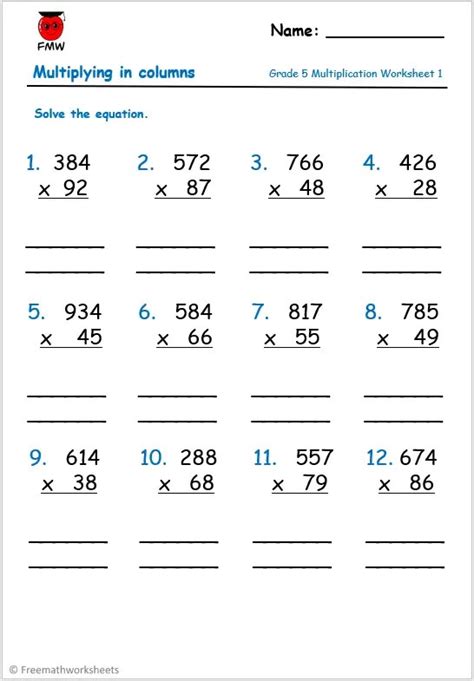 Grade 5 Multiplication Fmw