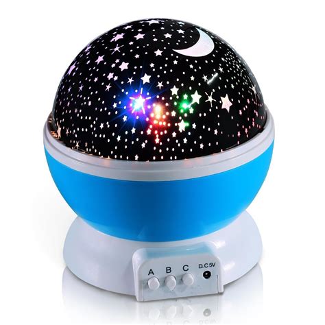Galaxy Night Light Lamp 4 Led Bead 360 Degree Romantic Room Rotating Cosmos Star Moon Sky