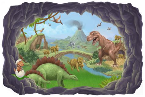 Download Dinosaur Landscape Wall Mural Jurassic Dino Volcano