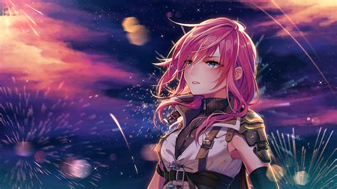 Pink Anime Background Anime Pink Sky Standing Alone Hd Anime 4k
