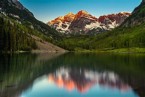 Picture Usa Maroon Bells Colorado Nature Mountain Lake Landscape