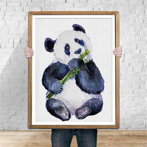 Panda Watercolor Panda Print Panda Wall Art Panda Painting Etsy