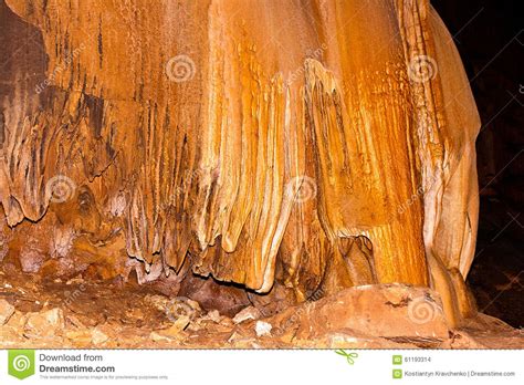 Limestone Formations On The Wall Of An Underground Cave Stock Photo