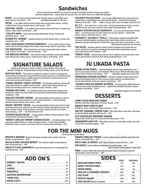 Mugshots Grill & Bar - Uptown Birmingham, AL menu in Birmingham, Alabama