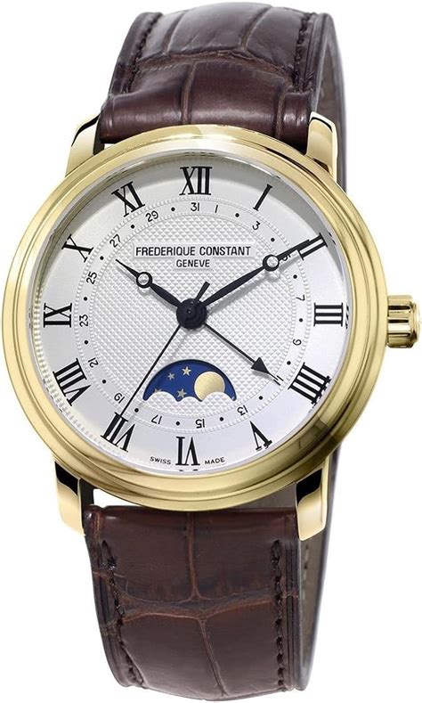 Frederique Constant Mens Classics Moonphase 40mm Leather Band Steel