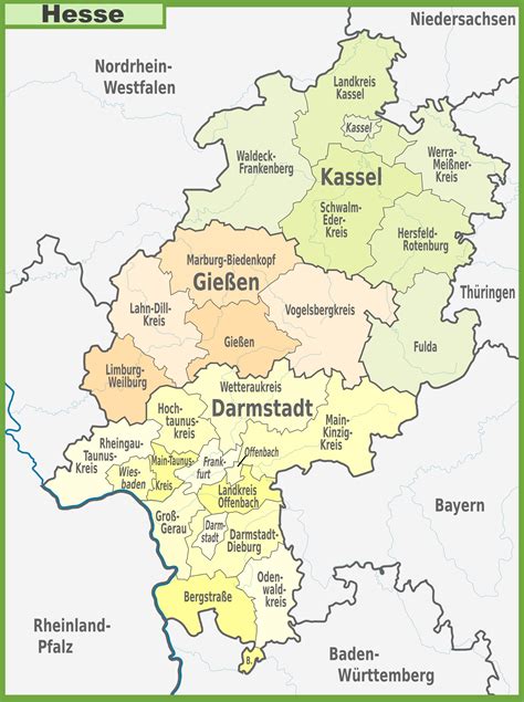 Administrative Divisions Map Of Hesse