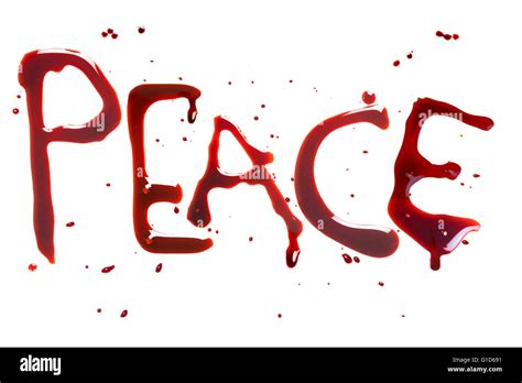 Bleeding Letters Showing The Word For Peace Stock Photo Alamy