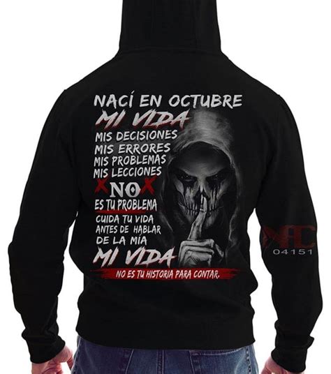 Skull Naci En Octubre Mi Vida Cotton T Shirt Hoodie Mug Horgadis Store