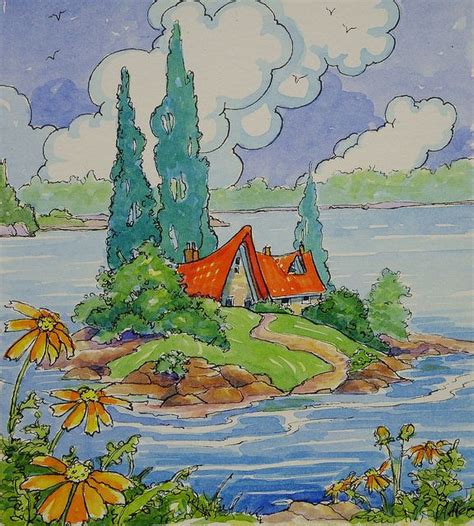 Sunshine Island Storybook Cottage Series Storybook Art Art Painting