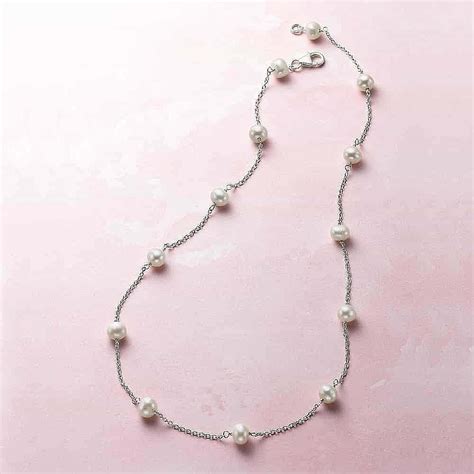 Silver And Pearl Necklace Pearl Jewellery Pia Jewellery