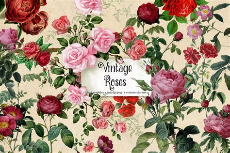 Vintage Roses Clipart Custom Designed Illustrations ~ Creative Market