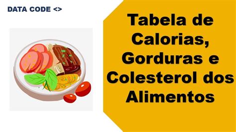 Tabela De Calorias Gorduras E Colesterol Dos Alimentos Youtube