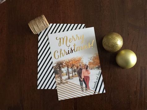 Gold Foil Holiday Photo Card Fancy Christmas Card Simple Etsy