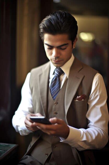 Premium Ai Image A Young Businessman Reading A Text Message On His
