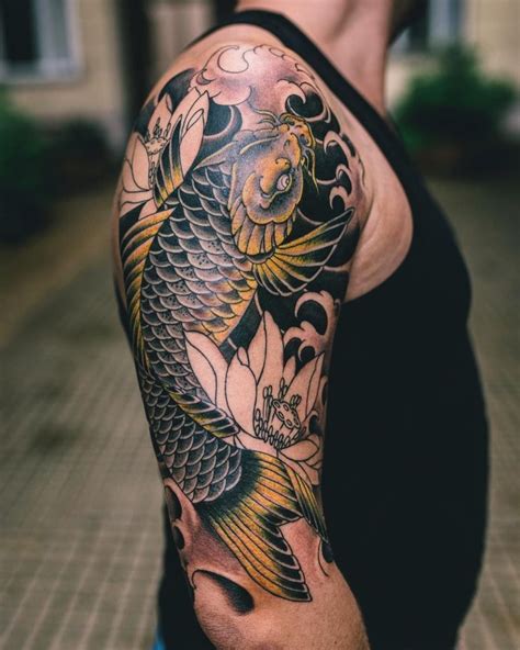 34 Koi Fish With Lotus Flower Tattoo Glyndwrebeny