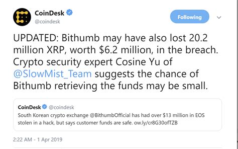 South Korean Exchange Bithumb Hacked For 3 Million Eos And 20 Million Xrp