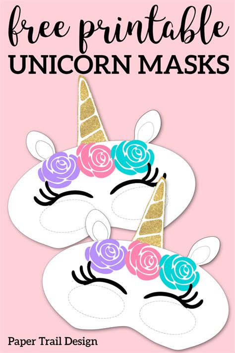Free Printable Unicorn Masks Paper Trail Design
