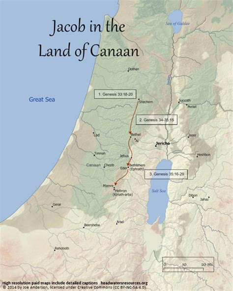 Map Of Jacob In The Land Of Canaan Headwaters Christian Resources