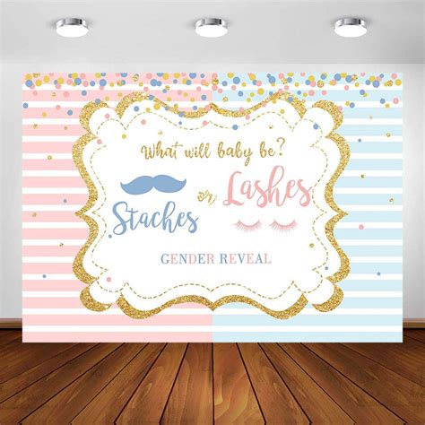 Buy Avezano Staches Or Lashes Gender Reveal Backdrop Pink Or Blue Mustaches Or Lashes Gold