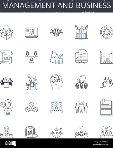 Management And Business Line Icons Collection Administration