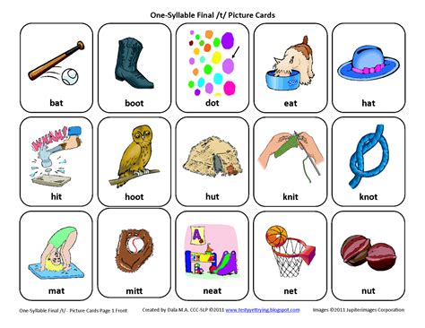 Testy Yet Trying Final T Free Speech Therapy Articulation Picture Cards