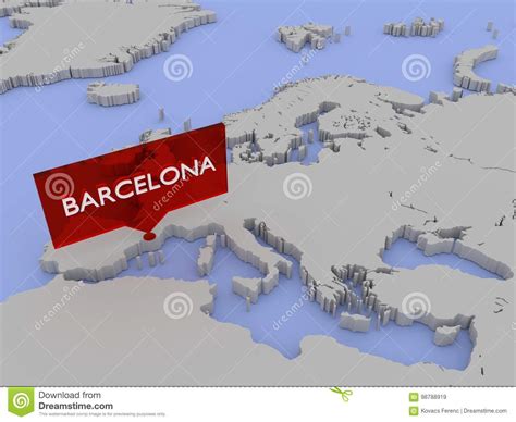 3d World Map Sticker Barcelona Stock Illustration Illustration Of