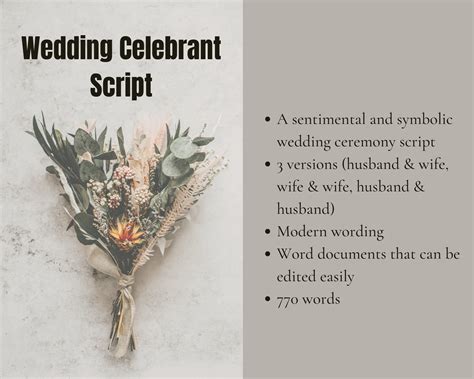 Wedding Celebrant Script Wedding Officiant Speech Ceremony Etsy
