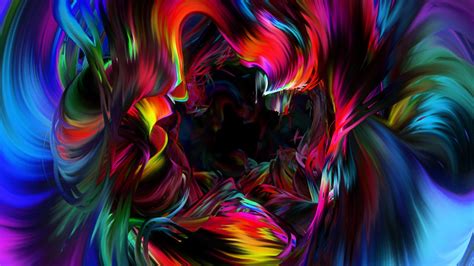 Wallpaper Neon Art Paint Colorful Dark Background 5k