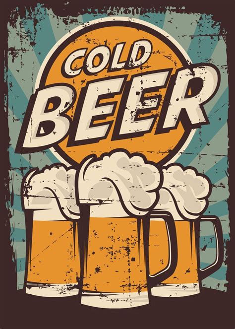 Cold Beer Vintage Poster Metal Poster Stonerplates Displate