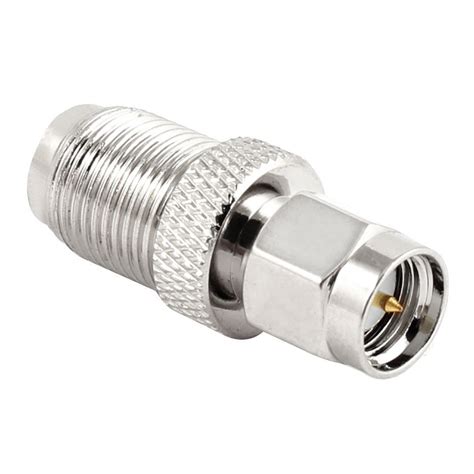 F Type Female To SMA Male Plug Coaxial Adapter Connector Silver Tone LW