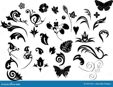 Set Of Ornament Elements Stock Illustration Illustration Of Flower