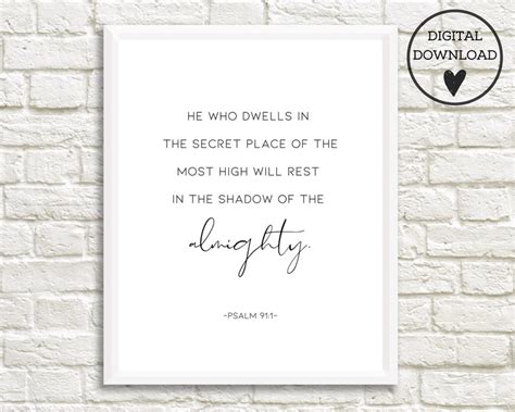 He Who Dwells In The Secret Place Of The Most High Bible Verse Etsy