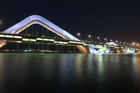 Sheikh Zayed Bridge At Night Abu Dhabi United Arab Emirates Stock