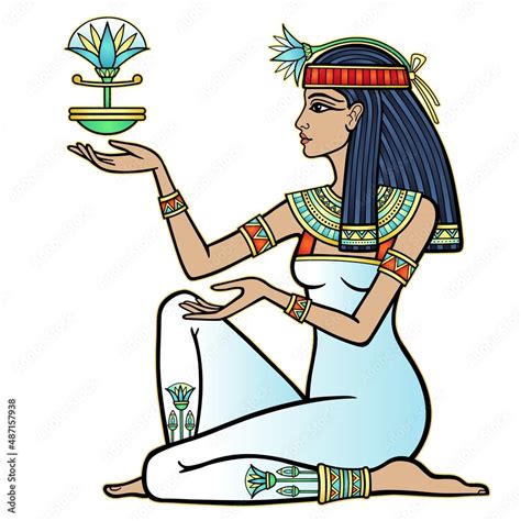 animation color portrait egyptian girl in a animation color portrait egyptian girl in a white