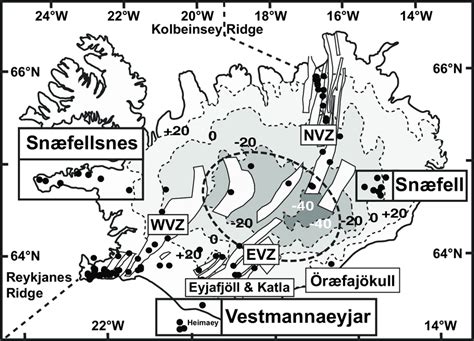 Map Of Iceland Showing The Configuration Of Neo Volcanic Rift Zones