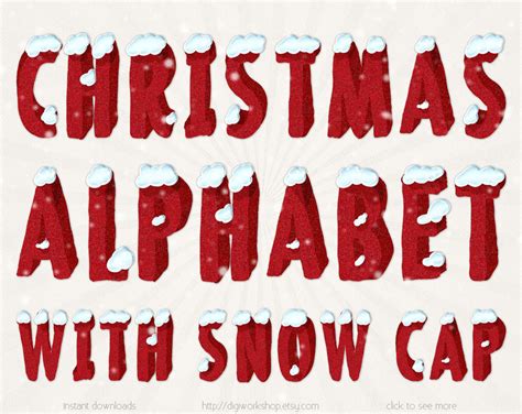 Christmas Alphabet With Snow Cap Clipart Clip Art Winter Red Alphabet