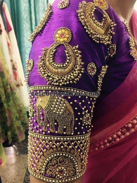 Trendy Kundan Work Elbow Length Blouses Saree Blouse Patterns