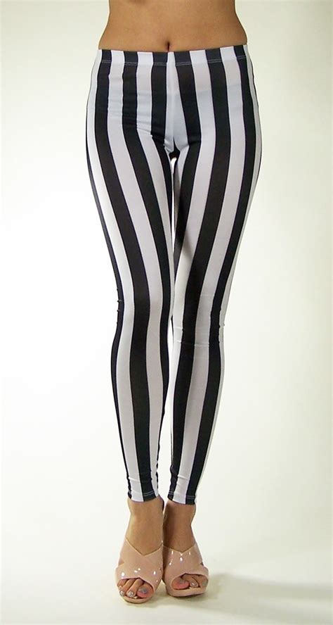 sexy women leggings black white vertical stripe zebra stretchy tights pants ebay