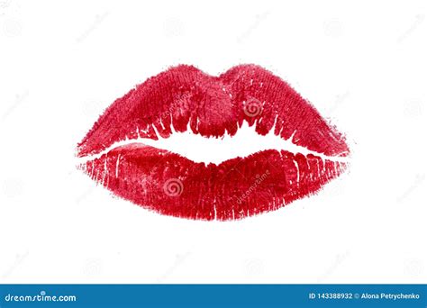 Red Lipstick Mark Beautiful Big Lips Kiss Isolated Stock Photo Image